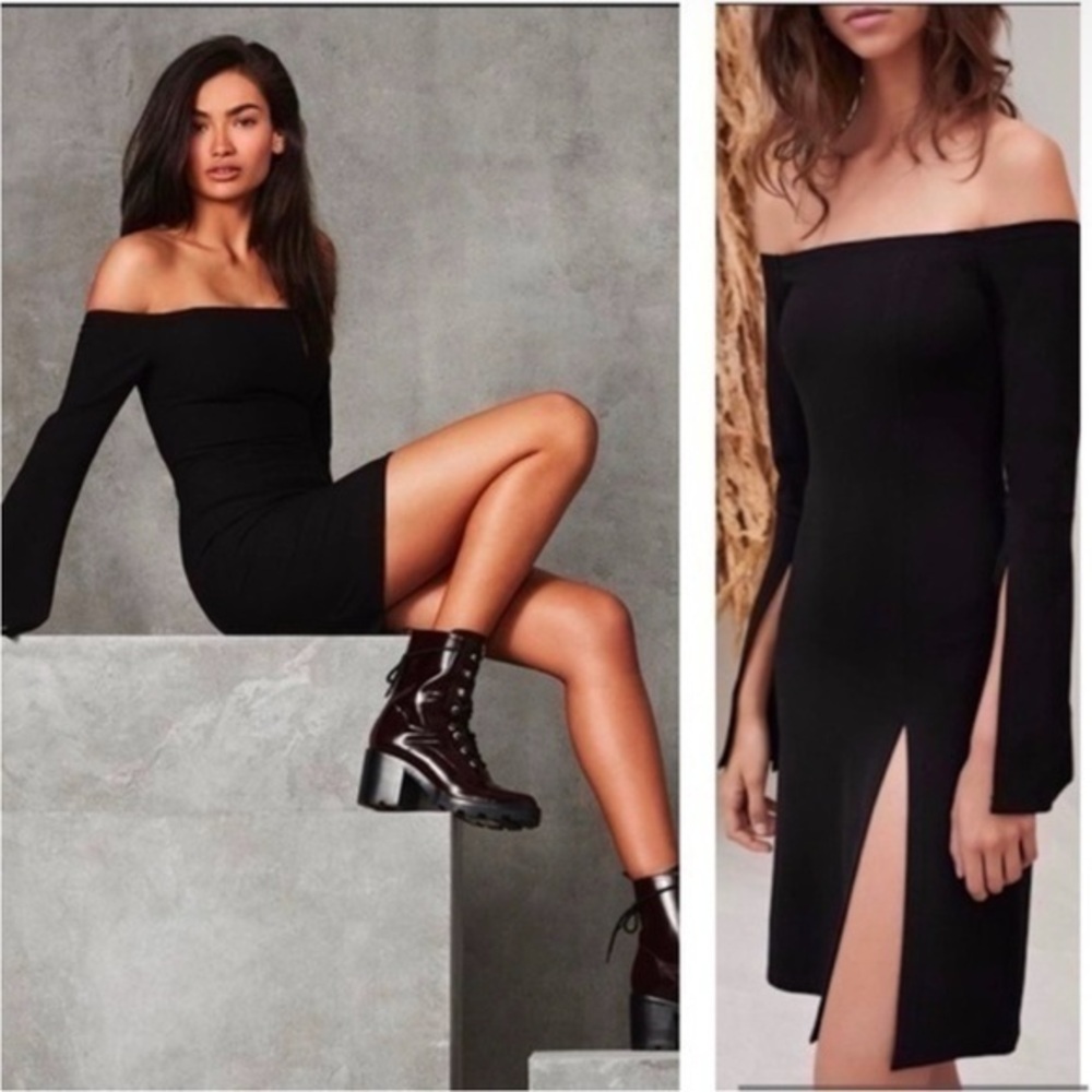 NEW ALEXIS Sterre Off Shoulder High Slit Bell Sleeve Mini Dress